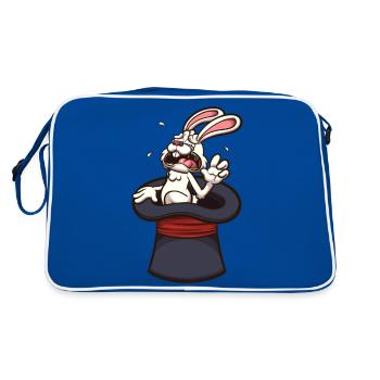 Frightened White Rabbit In Magician Hat - Retro Bag - blue/white - Back