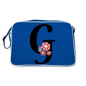 Lettre g fleurs minimalistes - Sac Retro - bleu/blanc - Dos