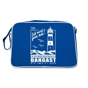 Dangast Urlaub Nordsee Jadebusen Strand Leuchtturm - Retro Tasche - Blau/Weiß - Hinten