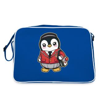 Japanese kawaii penguin with school uniform. - Retro Bag - blue/white - Back