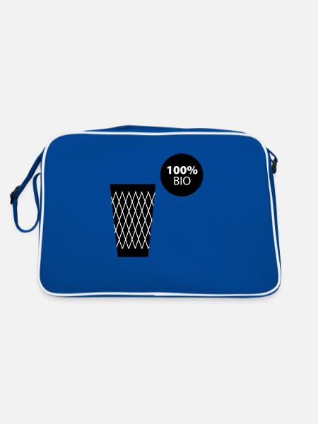 Geripptes 100% BIO #Bembelshop - Retro Tasche - Blau/Weiß - Hinten