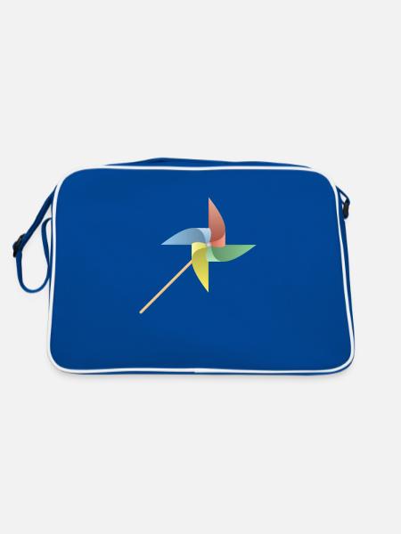 Windmühle - Retro Tasche - Blau/Weiß - Hinten