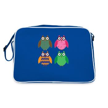 Owls - Retro Bag - blue/white - Back