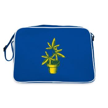 Cannabis Hanfplanze - Retro Tasche - Blau/Weiß - Hinten