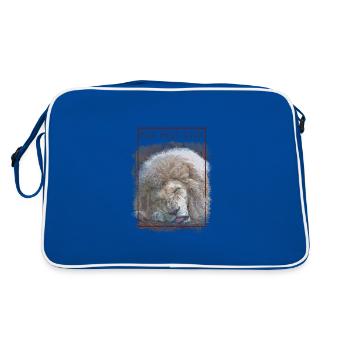 Lion Face Painting Artwork - Retro Bag - blue/white - Back