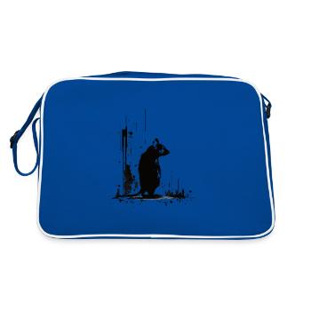 Pochoir de rat Art Blanc et Noir - Sac Retro - bleu/blanc - Dos