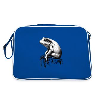 Frosch Stencil Design Kunst - Retro Tasche - Blau/Weiß - Hinten