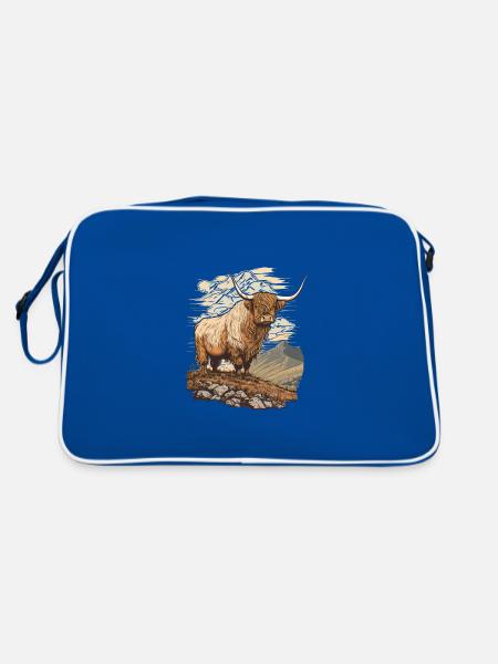 Highland cow - Retro Bag - blue/white - Back