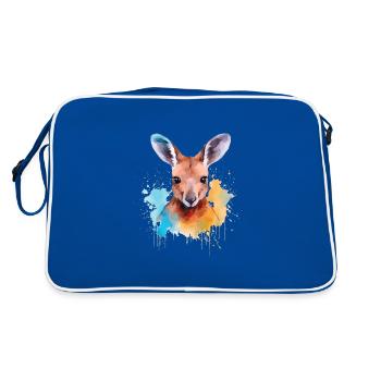 Kangaroo watercolor portrait - Retro Bag - blue/white - Back