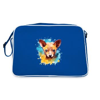 Bunte Fossa - Niedliches Kunstwerk Für - Retro Tasche - Blau/Weiß - Hinten