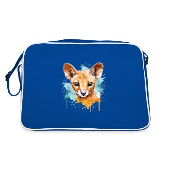 Bunte Fossa - Niedliches Kunstwerk Für - Retro Tasche - Blau/Weiß - Hinten