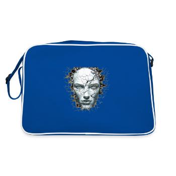 Surface Murale Fissurée, Design Artistique - Sac Retro - bleu/blanc - Dos