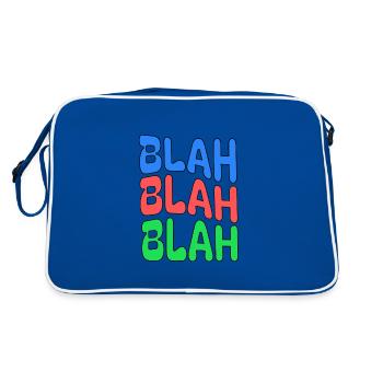 BLAH BLAH BLAH Farbiges Statement - Retro Tasche - Blau/Weiß - Hinten