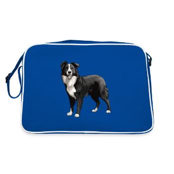 Border Collie Chien Animal - Sac Retro - bleu/blanc - Dos