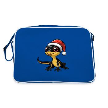 Echse Weihnachten - Retro Tasche - Blau/Weiß - Hinten
