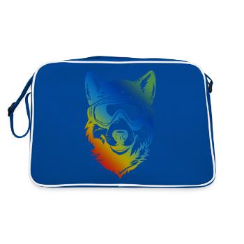 Ski Wolf Bunt - Retro Tasche - Blau/Weiß - Hinten