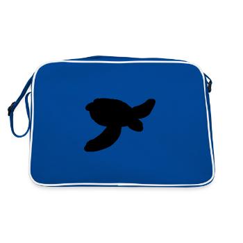 Wasserschildkröte Umriss - Retro Tasche - Blau/Weiß - Hinten