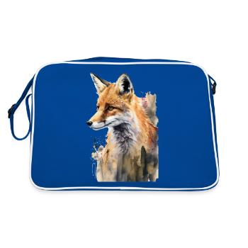 Fox Portrait Watercolors - Retro Bag - blue/white - Back