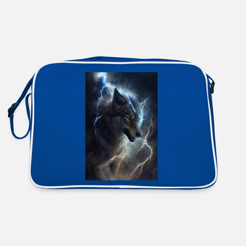 Wolf Blitz Donner Epic Cool Episch Wölfe Retro Tasche
