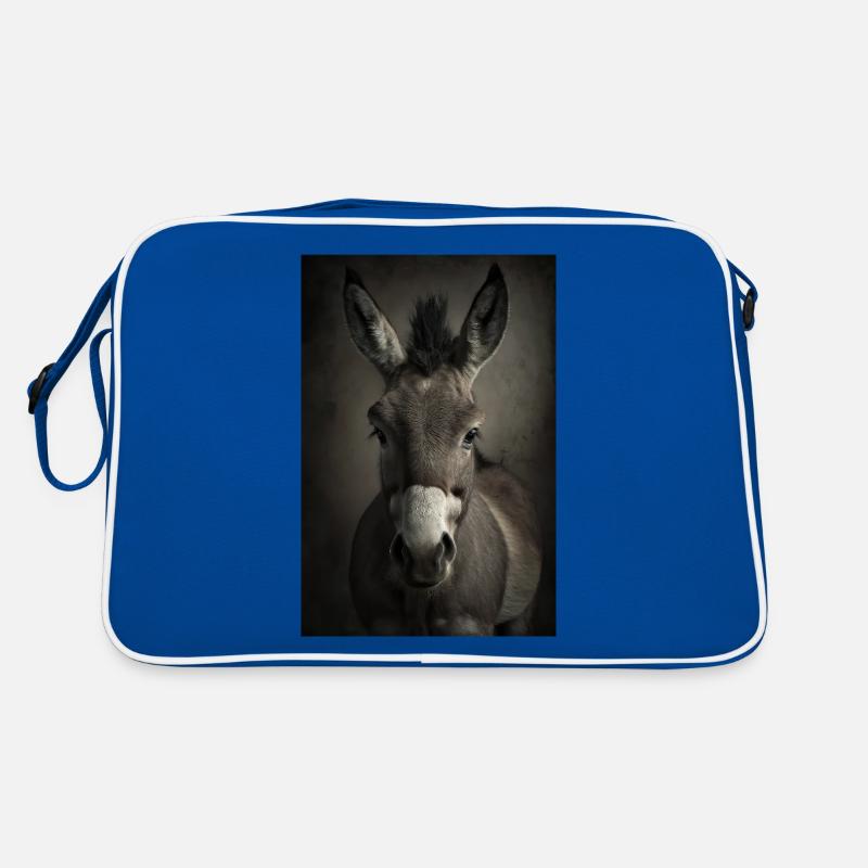 Esel Realistisch Cool - Retro Tasche - Blau/Weiß