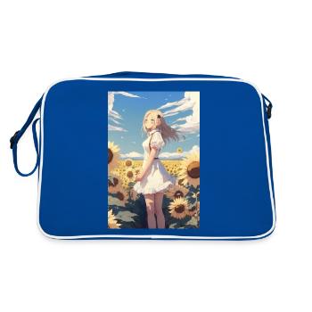 Anime Girl Anime Girl Waifu Otaku Sunflowers - Sac Retro - bleu/blanc - Dos