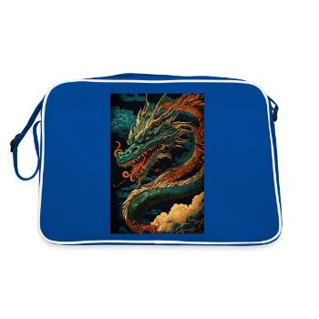 Japanischer Drache Chinesischer Drache - Retro Tasche - Blau/Weiß - Hinten