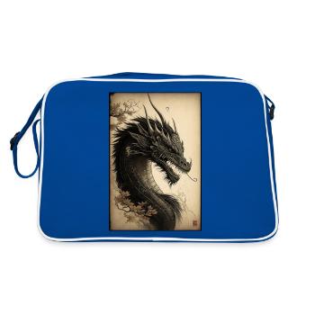 Japanischer Drache Chinesischer Drache - Retro Tasche - Blau/Weiß - Hinten