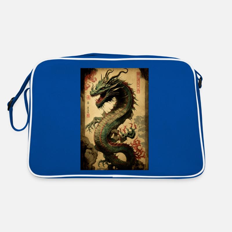 Japanischer Drache Chinesischer Drache - Retro Tasche - Blau/Weiß