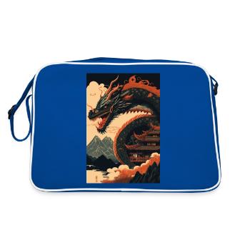 Japanischer Drache Chinesischer Drache - Retro Tasche - Blau/Weiß - Hinten