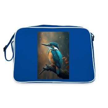 Eisvogel Kingfisher Vogel oiseau amoureux - Sac Retro - bleu/blanc - Dos
