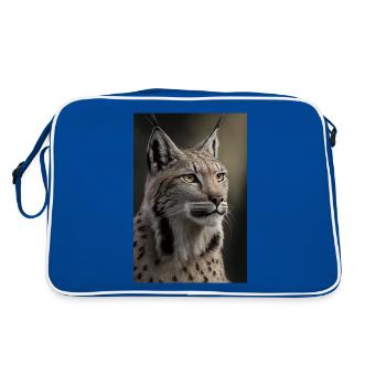 Luchs Wildkatze - Retro Tasche - Blau/Weiß - Hinten
