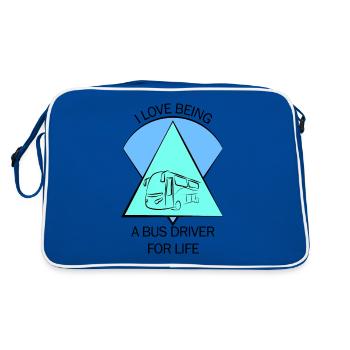 Bus Bus Driver School Bus Bus Bus Bus Driver - Retro Bag - blue/white - Back