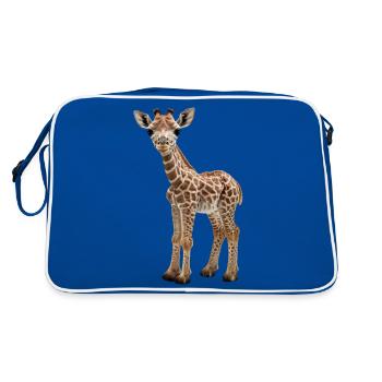 Super mignon bébé girafe. Câlin, doux, moelleux - Sac Retro - bleu/blanc - Dos
