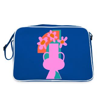 Collage de fleurs en pot - Sac Retro - bleu/blanc - Dos