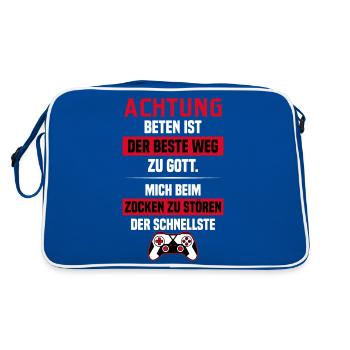 Controller Videospiel Zocken Gamer Computerspiel - Retro Tasche - Blau/Weiß - Hinten