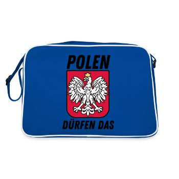 Polen dürfen das lustiger Spruch polnisch Spaß - Retro Tasche - Blau/Weiß - Hinten