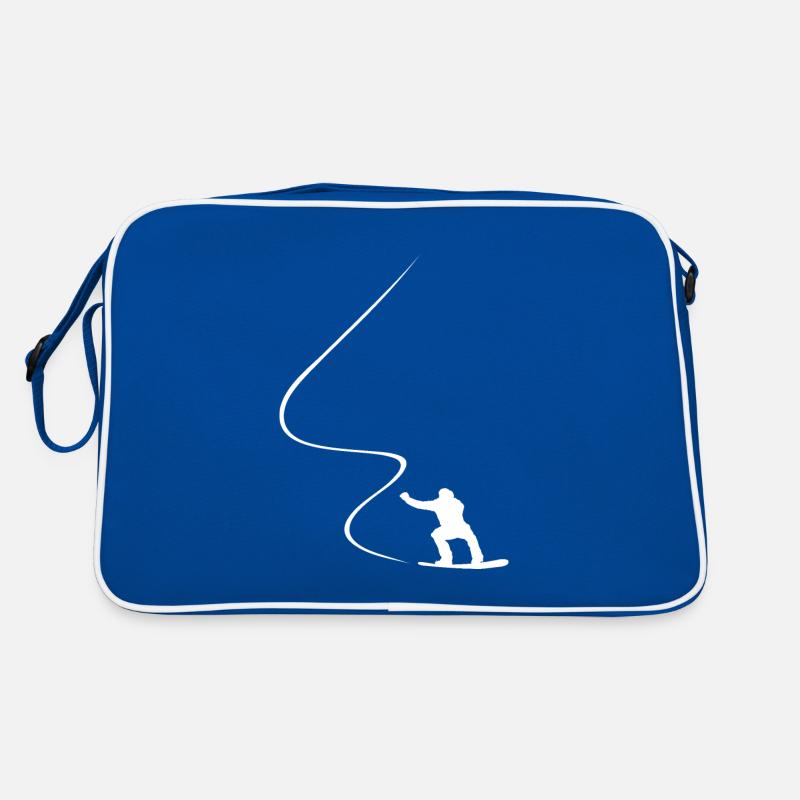 Snowboarder, Courbe, Descente, Freerider, Hiver - Sac Retro - bleu/blanc
