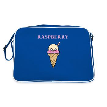 Raspberry Himbeer Eis Eiscreme Geschenkidee süß - Retro Tasche - Blau/Weiß - Hinten