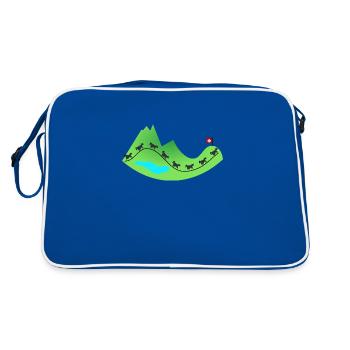 Gebirge in der Schweiz - Retro Tasche - Blau/Weiß - Hinten