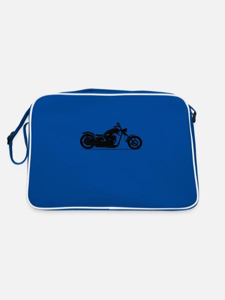 Motorcycle chopper - Retro Bag - blue/white - Back