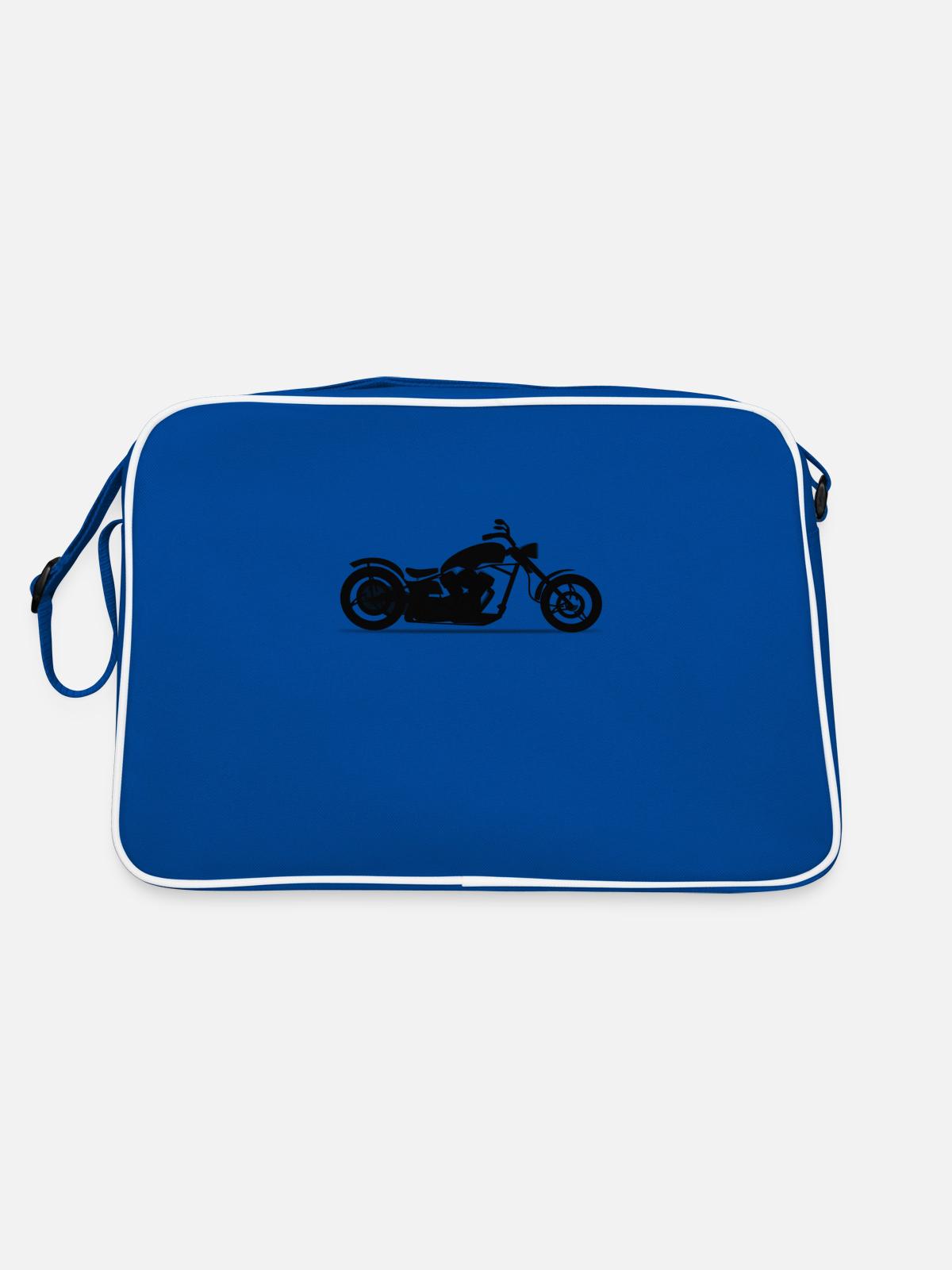 Motorcycle chopper - Retro Bag - blue/white - Back