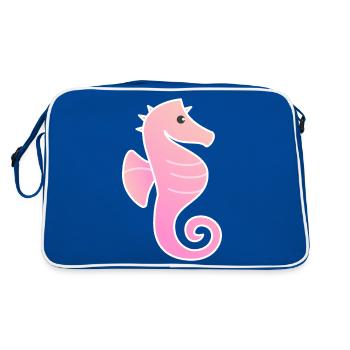 Sunrise Pink et Peach Outlined Ombre Seahorse - Sac Retro - bleu/blanc - Dos