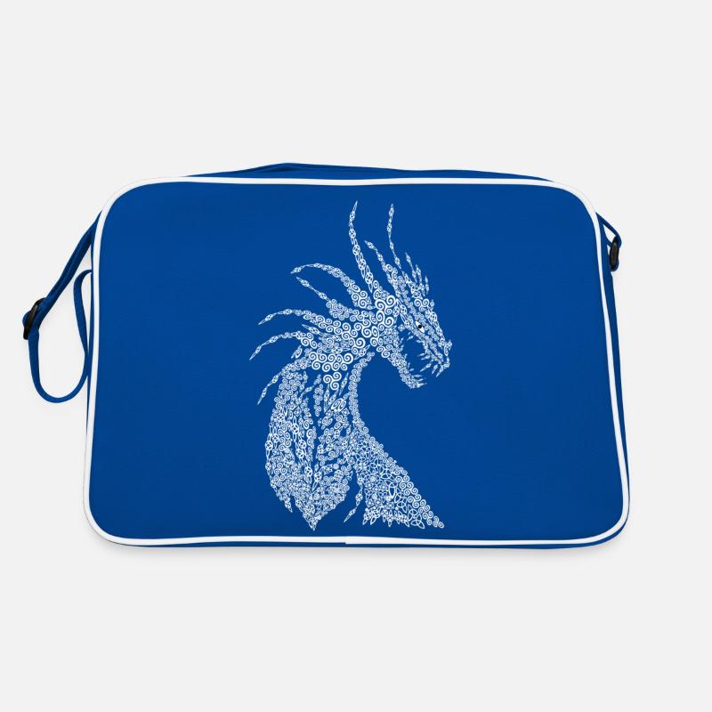 Drache mit keltischen Ornamenten - Retro Tasche - Blau/Weiß