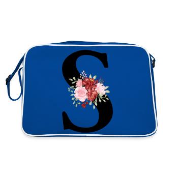 Red Floral Letter S - Retro Bag - blue/white - Back