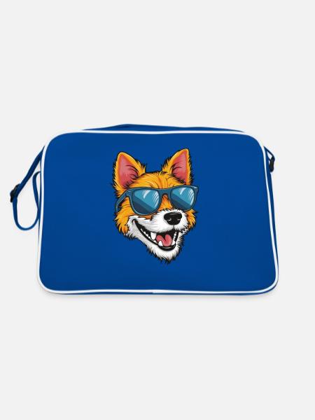 Cool fox with sunglasses as a cartoon design - Retro Bag - blue/white - Back