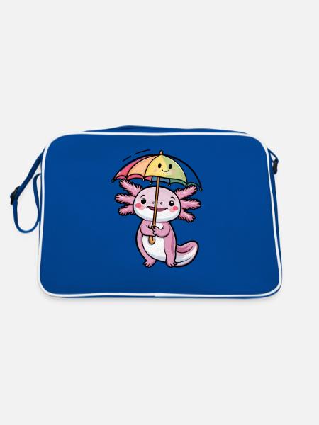 Mignon axolotl avec parapluie - Sac Retro - bleu/blanc - Dos