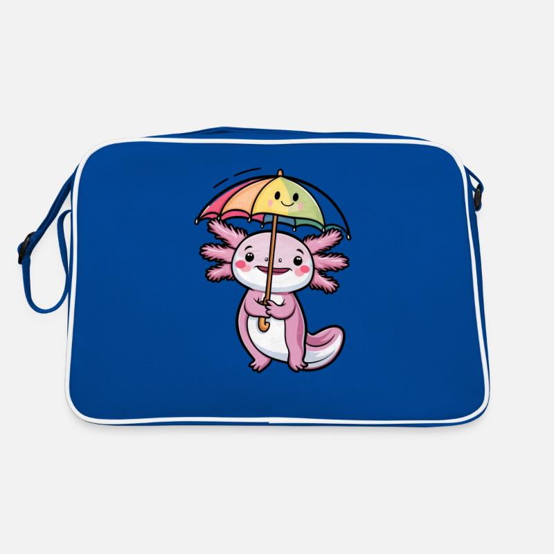Cute Axolotl with Umbrella Retro Bag