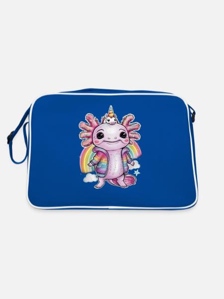 Mignon axolotl avec tenue de licorne - Sac Retro - bleu/blanc - Dos