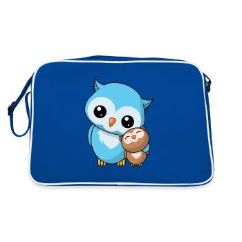 Owls Siblings - Cadeau mignon de chouette Kawaii - Sac Retro - bleu/blanc - Dos