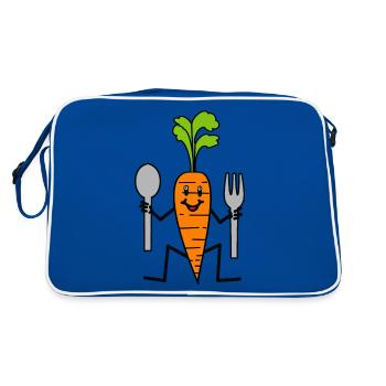 Légumes Cuisine Carotte Cuiller Fourchette Navet Santé - Sac Retro - bleu/blanc - Dos